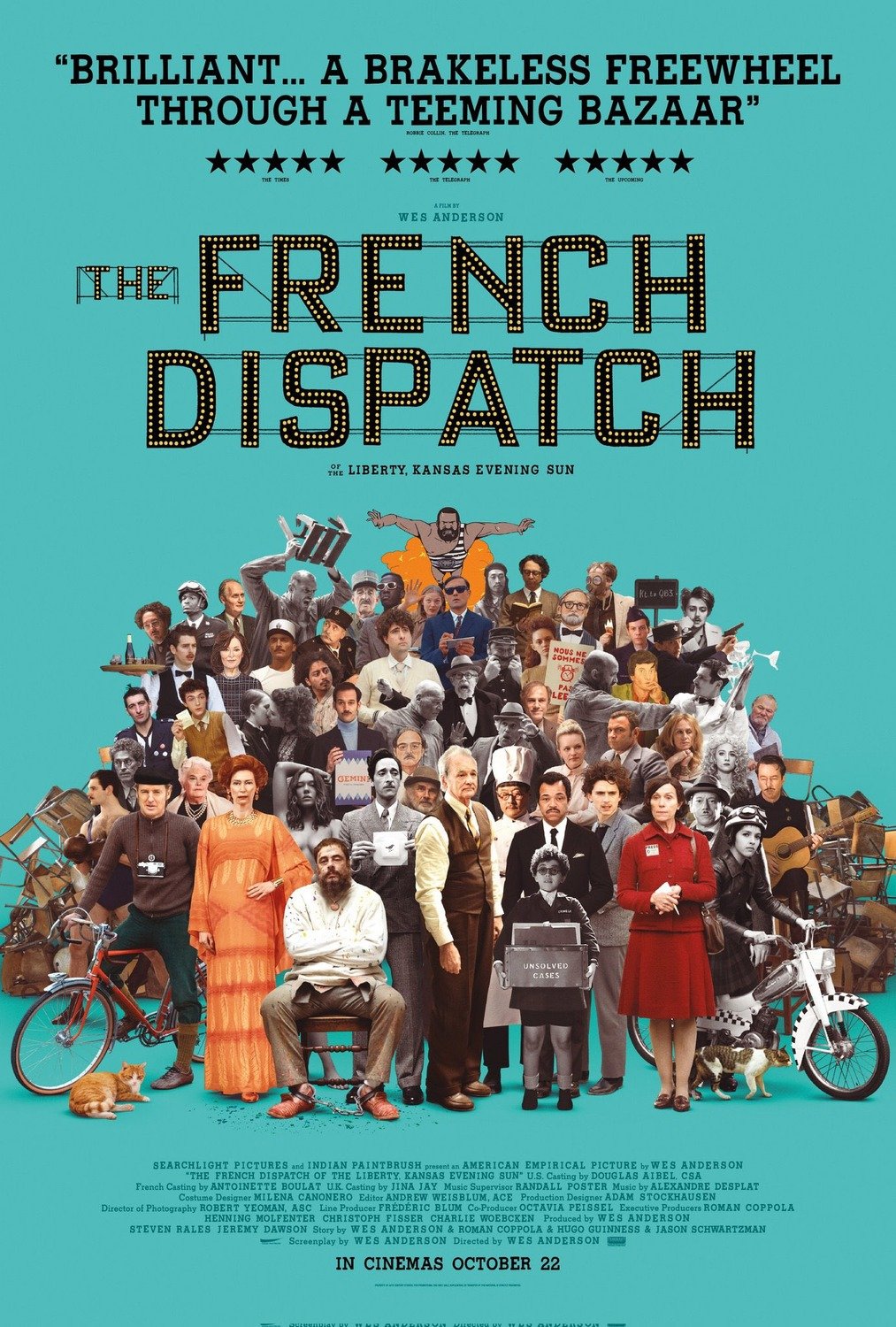 #7. The French Dispatch - I enjoy Wes Anderson films, of course for the amazing casts and the funny stories, but most of all for the quirky way that everything looks on screen. The French Dispatch is no different,  telling the story of the foreign bureau of the Liberty Kansas Evening Sun newspaper and set in Ennui-sur-Blasé.This was the second trip to a Cinema to see something this year, and it didn’t disappoint - laugh out loud funny from the start to the end. Standout performances from Benecio del Toro and Lea Seydoux in the first act.  Brilliant stuff. 